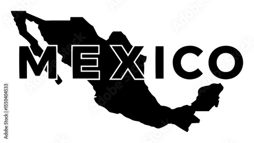 minimal vector map of mexico with bold text design