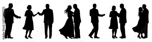 Wallpaper Mural vector silhouettes of dancing couples and people at party Torontodigital.ca