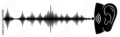 sound wave entering human ear vector concept icon