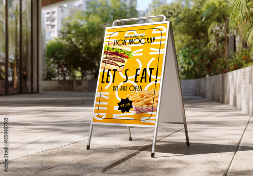 Outdoor A-Frame Sign Mockup in Sunny Street