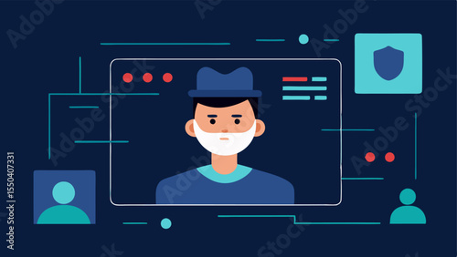 Facial Recognition Software The detective looking at a screen that features an interface of facial recognition technology analyzing a face from the video.
