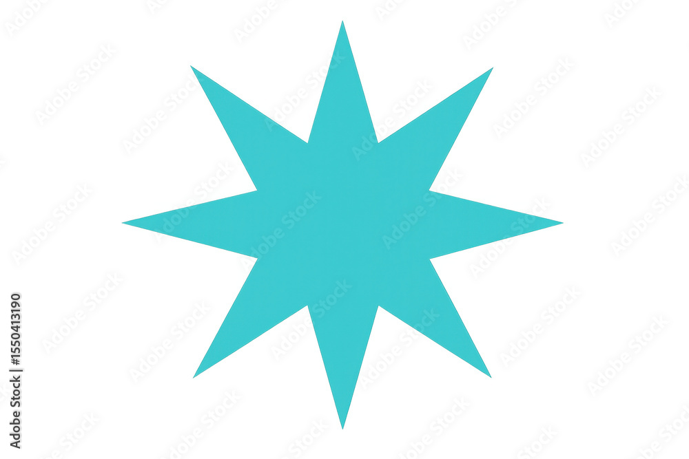 Obraz premium Eight-pointed star with a light blue fill color, isolated on a transparent background, ideal for graphic design projects