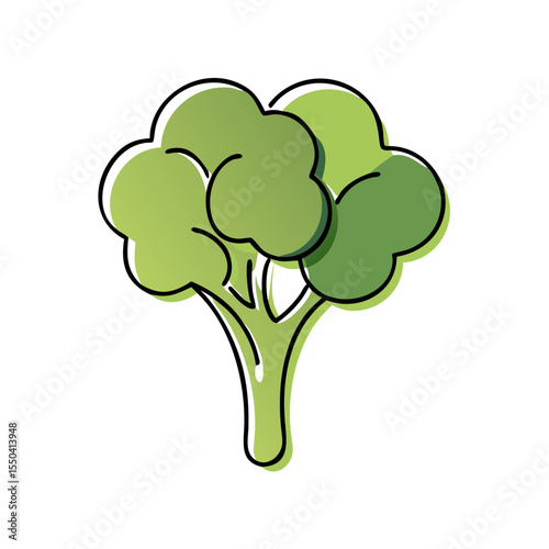Vibrant broccoli sprout illustration: hand drawn style icon for health and nutrition themes