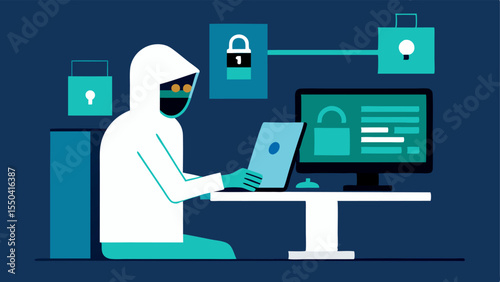Encrypted Data Decryption A technician analyzing encrypted files on a monitor working diligently to unlock information with decryption software.