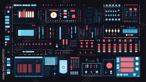 Electronic System Silhouette Flat Design