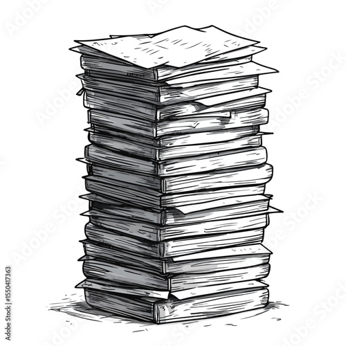 Creative Paper Stack Cartoon Vector Illustration