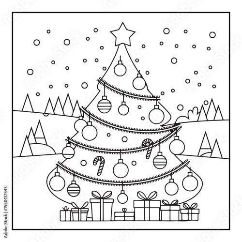 Bold & easy Cozy Christmas coloring book, black & white designs, line art vector illustration, coloring page, coloring book, holiday coloring book,  christmas, christmas vector, christmas line art