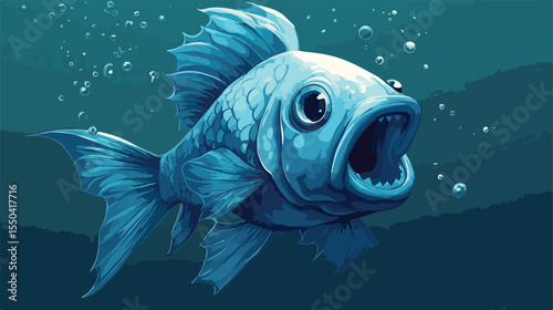 Flat Vector Illustration of Dead Fish Isolated Icon
