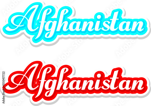 Afghanistan - 3D Text in red and blue on white background