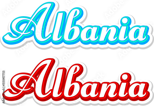 Albania - 3D Text in red and blue on white background