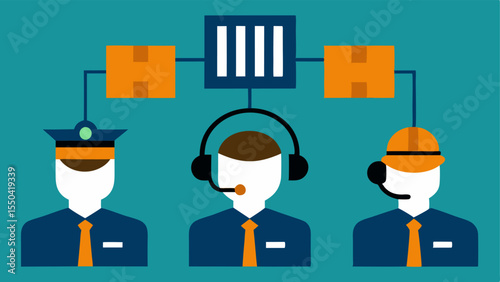 Communication Devices Officers communicating through headsets while coordinating the transfer logistics set against the prison backdrop.