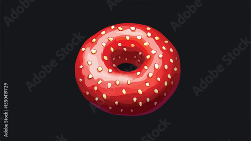 Delicious Sweet Strawberry Donut Isolated Icon