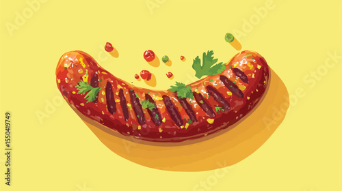 Delicious Sausage Food Flat Vector Illustration