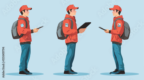 Professional Delivery Man Wearing Uniform Flat Vector Illustration