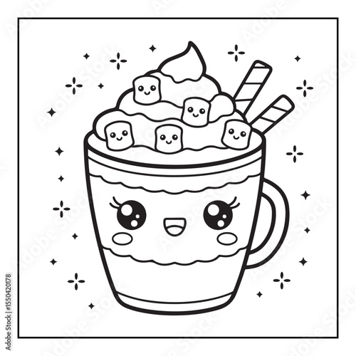 Bold & easy Cozy Christmas coloring book, black & white designs, line art vector illustration, coloring page, coloring book, holiday coloring book,  christmas, christmas vector, christmas line art