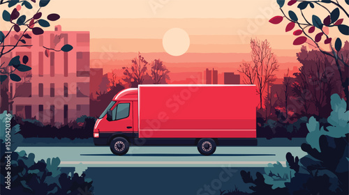 Professional Delivery Truck Service Vector Illustration