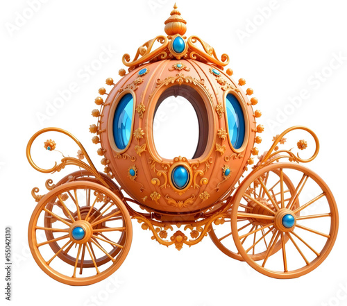 Ornate Fairy Tale Carriage With Intricate Design And Vibrant Colors Displayed In Whimsical Style.eps