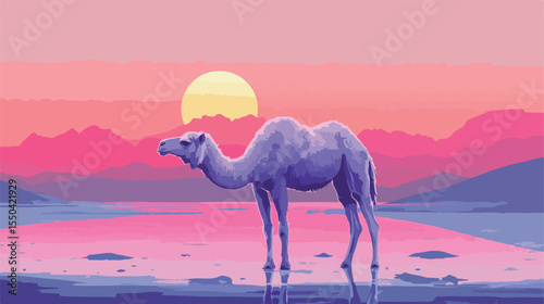 Desert Camel Animal Flat Vector Illustration