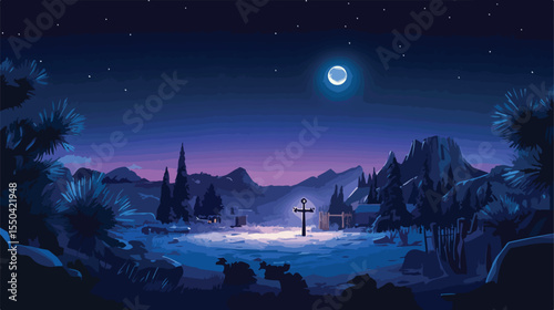 Desert Night with Moon Manager Scene Background