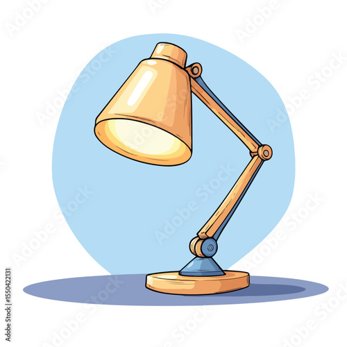 Cheerful Cartoon Desk Lamp - Hand-drawn Vector Illustration