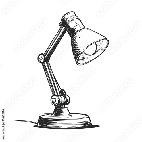 Cartoon Desk Lamp Vector Illustration in Black