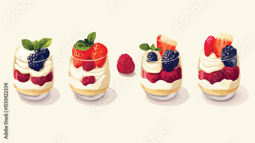 Delicious Fruit Mousse Dessert Flat Icon Vector Illustration
