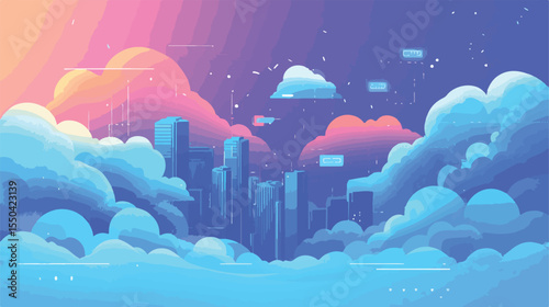 Professional Development Coding and Programming Cloud Flat Vector Illustration