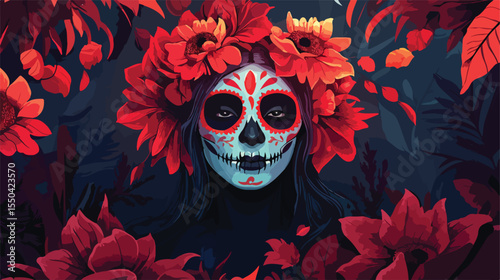 Dia de los Muertos card with calligraphy and floral design