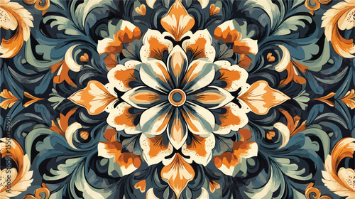 Elegant Digital Textile Design Ornament and Pattern for Fabric Printing