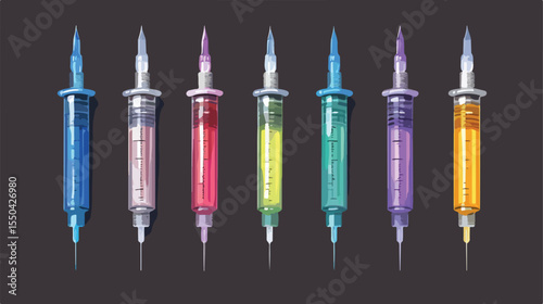 Medical Disposable Syringe Flat Vector Illustration