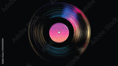 Isolated Flat Vector Illustration of DJ Vinyl Record