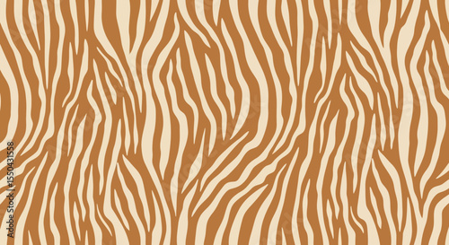 Abstract Zebra Stripe Pattern Brown and Beige Animal Print Design
