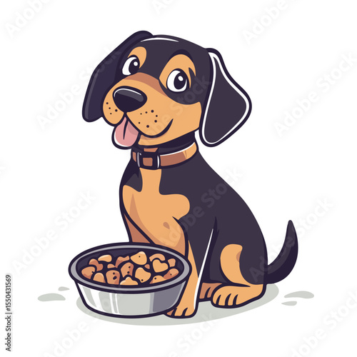 Cute Dog Food Cartoon in Hand-drawn Vector Illustration