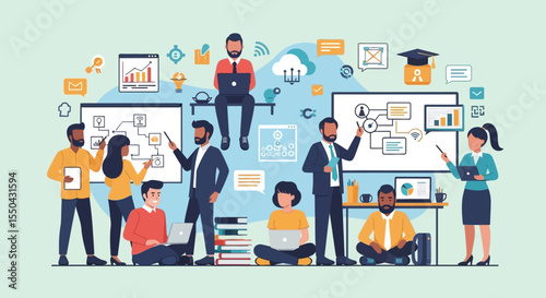 Collaborative Teamwork Diverse Team Brainstorming and Innovative Solutions