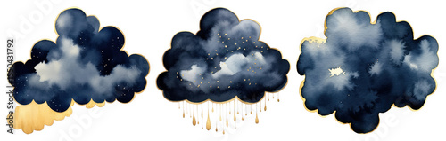 Panel kuchenny z motywem PNG Elegant watercolor storm clouds, element set on transparent background