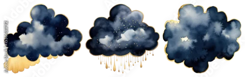 Panel kuchenny z motywem PNG Elegant watercolor storm clouds, element set on transparent background