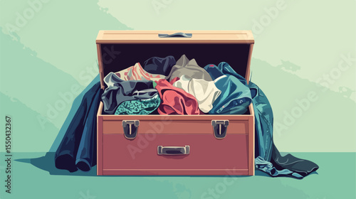 Donation Box Full of Clothes for Charity Flat View