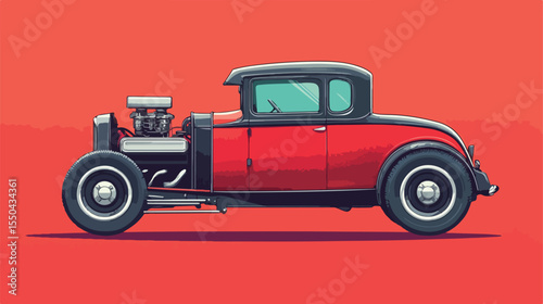 Hot Rod Car Vector Illustration Flat Design