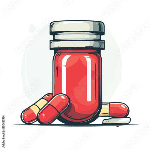 Money and Drug Capsule Cartoon Vector Illustration