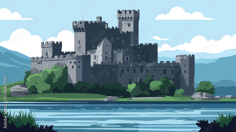 Naklejka premium Dublin Castle Ireland Building Flat Vector Illustration