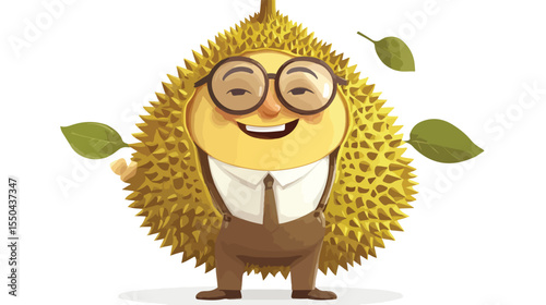 Cheerful Durian Cartoon Oculist Mascot Character Illustration