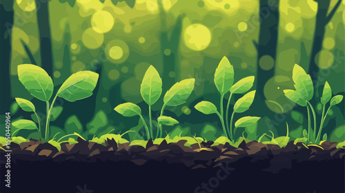 Green Eco-Friendly Leaves and Recycling Arrows on Plants