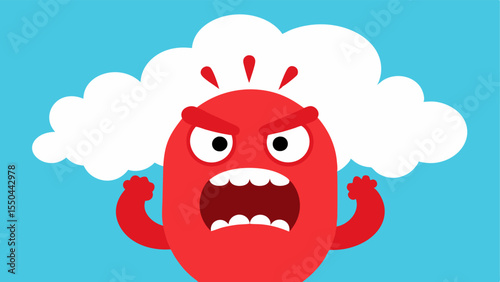 Character Profile A cartoonish character with bulging eyes and a furrowed brow their face a bright shade of red. Steam is visibly puffing from their ears in thick swirling clouds.