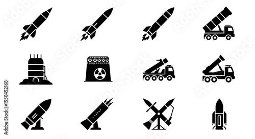 Missile Icons A Collection of Military Rocket and Launcher Glyphs