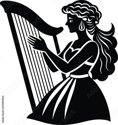 Silhouette of a Harpist