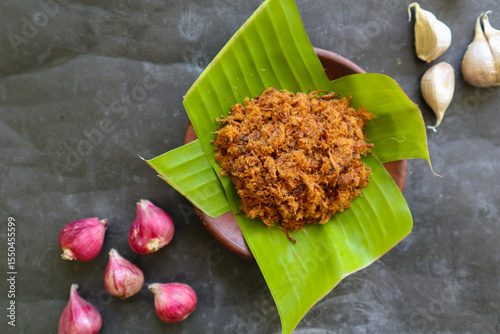 Fotografía abon made of meat, minced meat dishes made with brown sugar and dried, preserved foods
