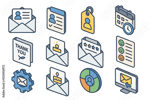Colorful Email and Communication Icons for Digital Use