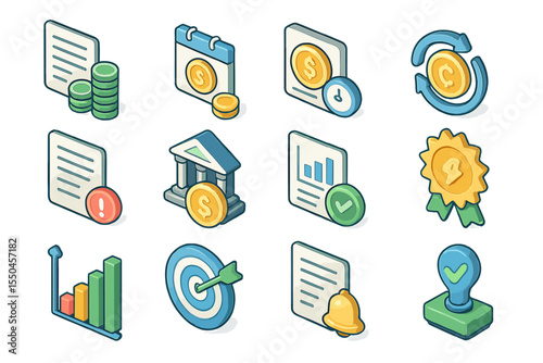 Financial and Business Icon Set for Digital Use