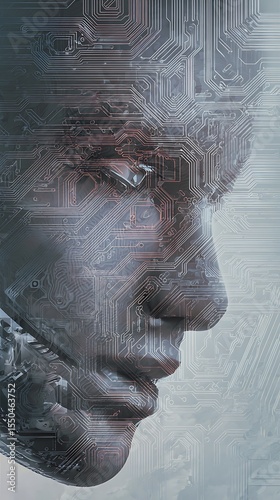 AI portrait, circuit design face