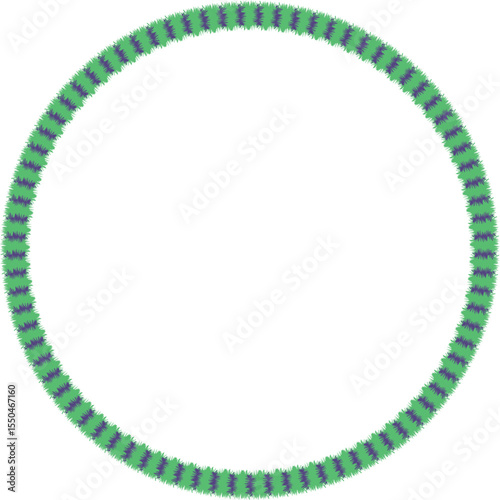 Vibrant green and purple fuzzy circle border design